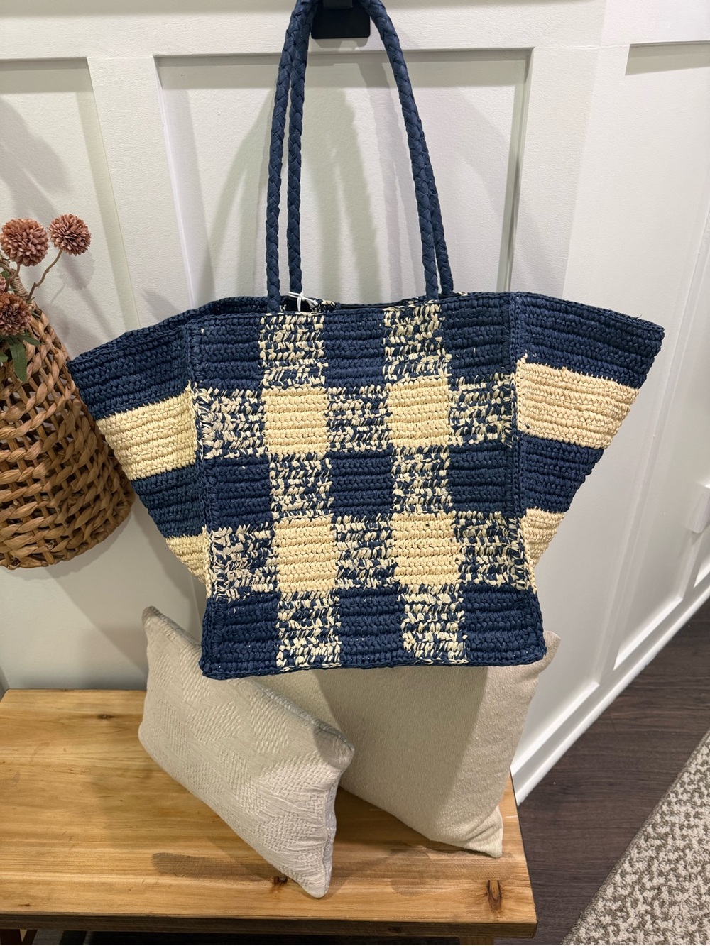 Madewell NWT Checkered Woven Tote